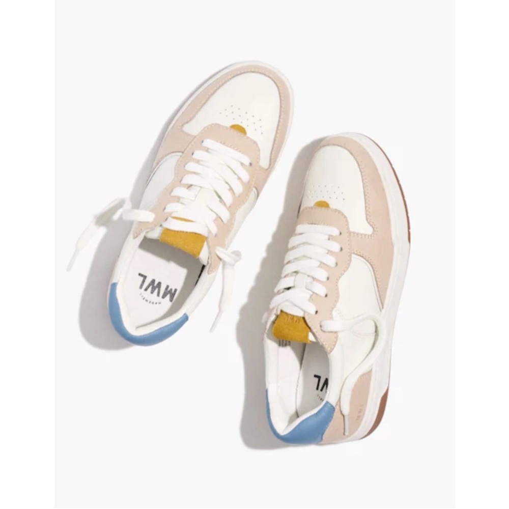 50%offw❤️ Madewell Court Sneakers Neutral Leather Suede w 6.5 / Me 5 s32